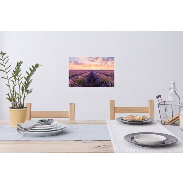 Landschap - Lavendelveld - Paars Muursticker klein -eettafel
