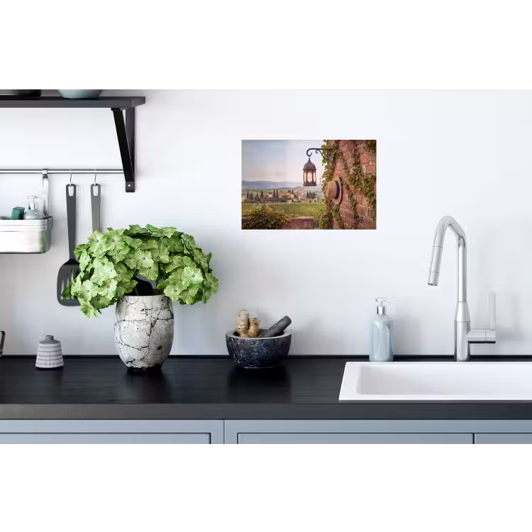 Lantaarn - Wijngaard - Landschap - Italiaans Muursticker klein -keuken