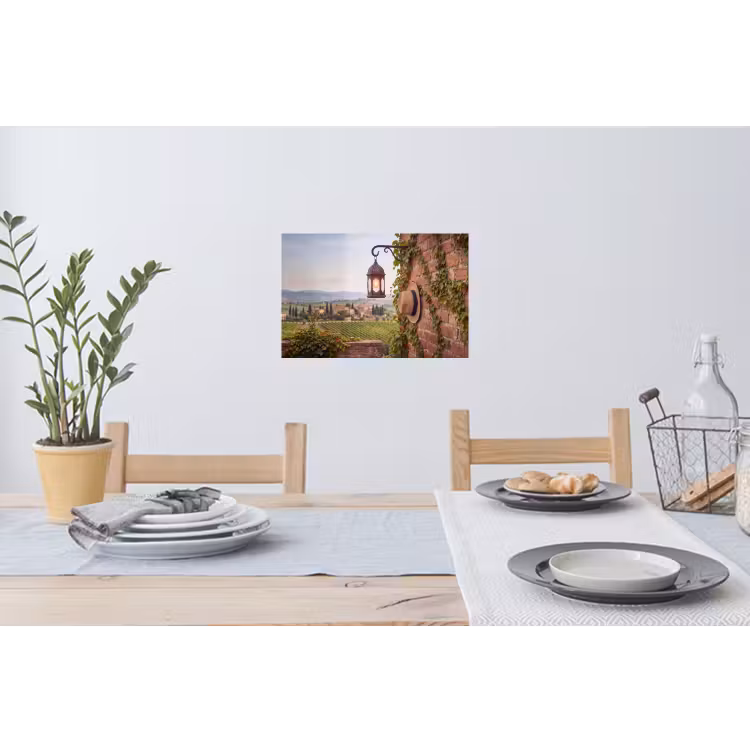 Lantaarn - Wijngaard - Landschap - Italiaans Muursticker klein -eettafel