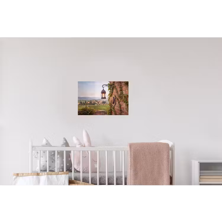 Lantaarn - Wijngaard - Landschap - Italiaans Muursticker klein -kinderkamer