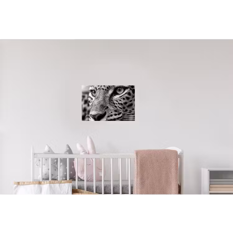 Luipaard - Zwart - Wit - Oog Muursticker klein -kinderkamer
