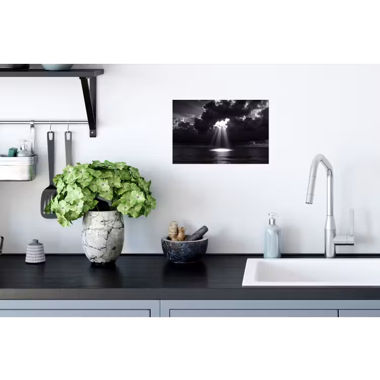 Licht - Wolken - Zee - Zwart-wit - Natuur Muursticker klein -keuken