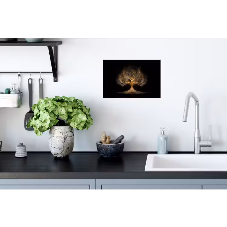 Lichtjes - Boom - Abstract - Zwart Muursticker klein -keuken