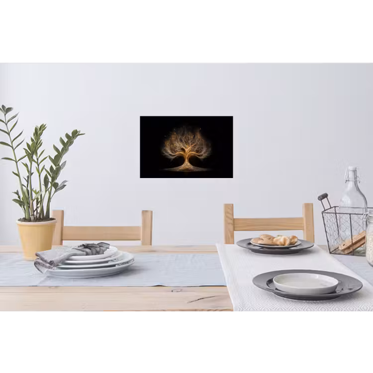 Lichtjes - Boom - Abstract - Zwart Muursticker klein -eettafel