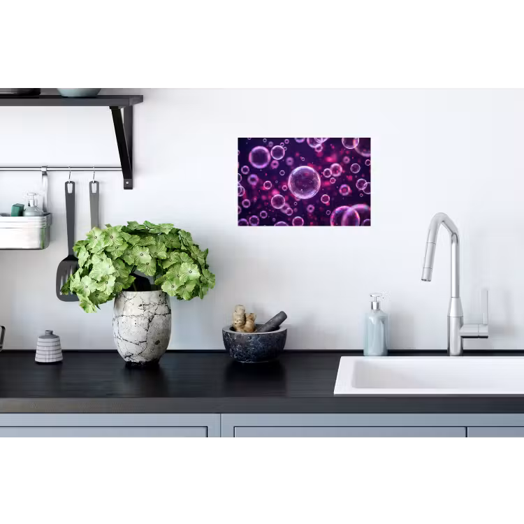 Paars - Bubbels - Schuim Muursticker klein -keuken