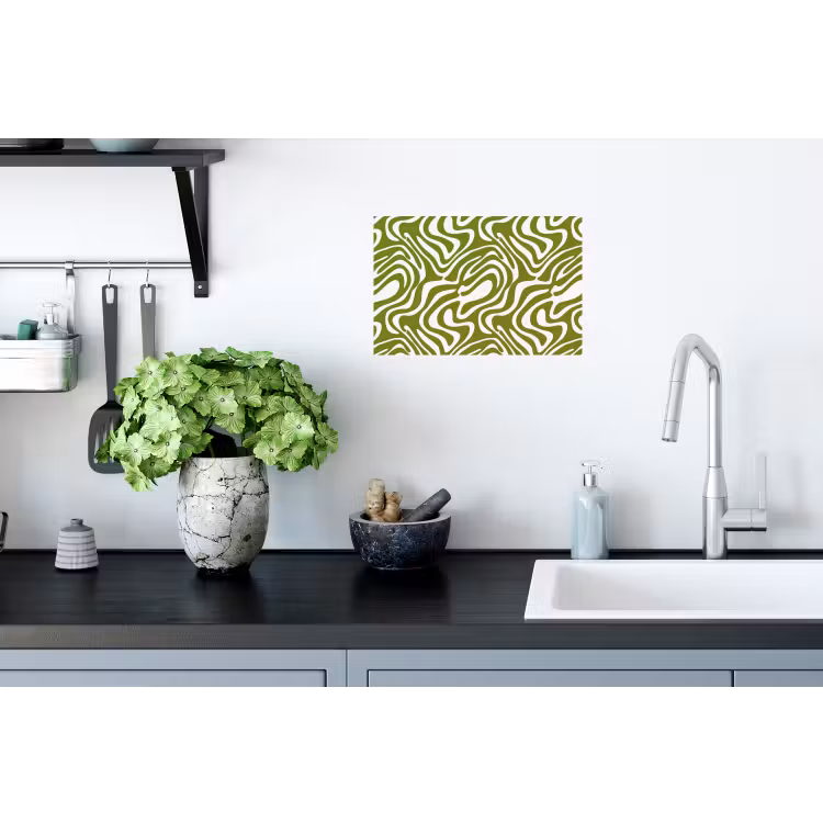 Lijnpatroon - Groen - Organisch Muursticker klein 286 -keuken