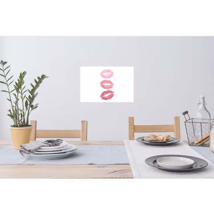 Lippen - Kusafdruk - Roze - Modern - Abstract Muursticker klein -eettafel