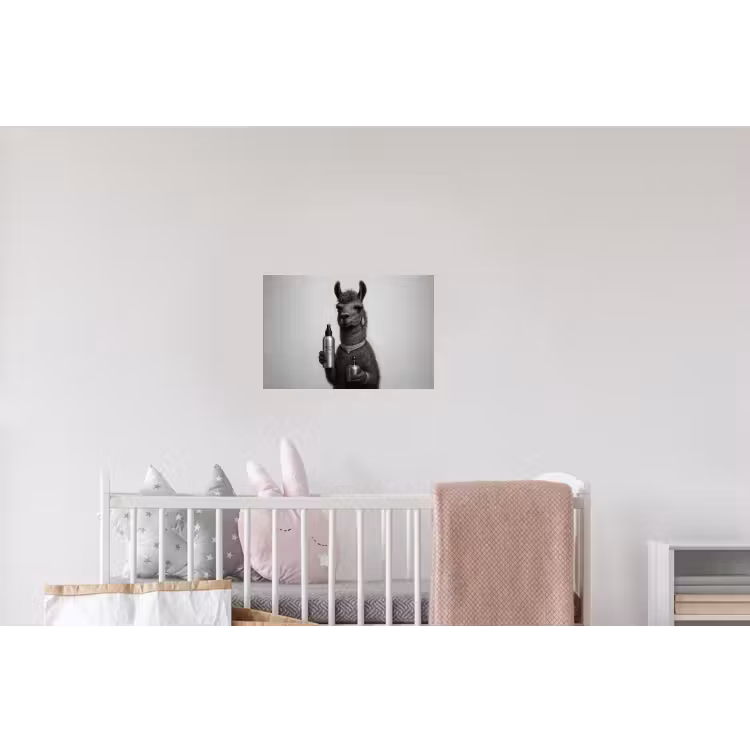 Lama - Flessen - Zwart - Wit Muursticker klein -kinderkamer