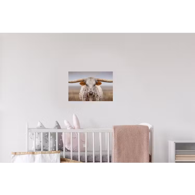Longhorn - Grasveld - Dier Muursticker klein -kinderkamer