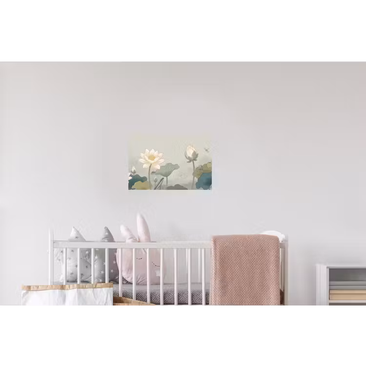 Lotus - Bloemen - Groen Muursticker klein -kinderkamer