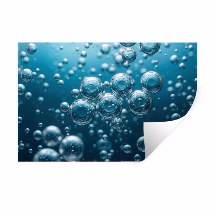 Luchtbellen - Dynamisch - Blauw Muursticker klein -3d