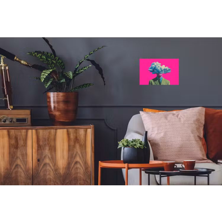 Man - Pak - Wolk - Roze Muursticker klein -kamerbank