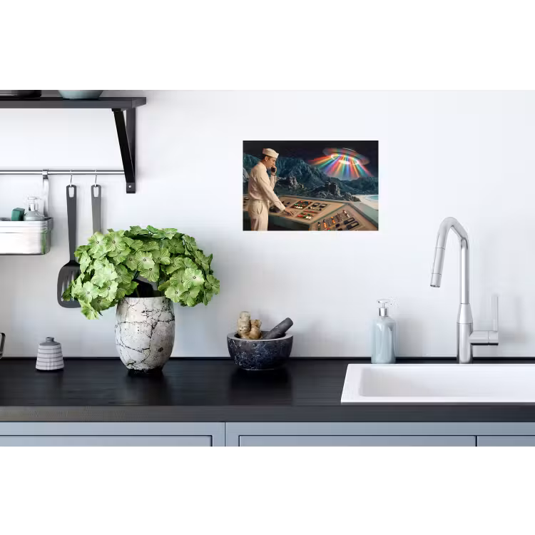 Wandtattoo – Mann – Kontrollraum – Strand - Man - Controlekamer - Strand Muursticker klein
