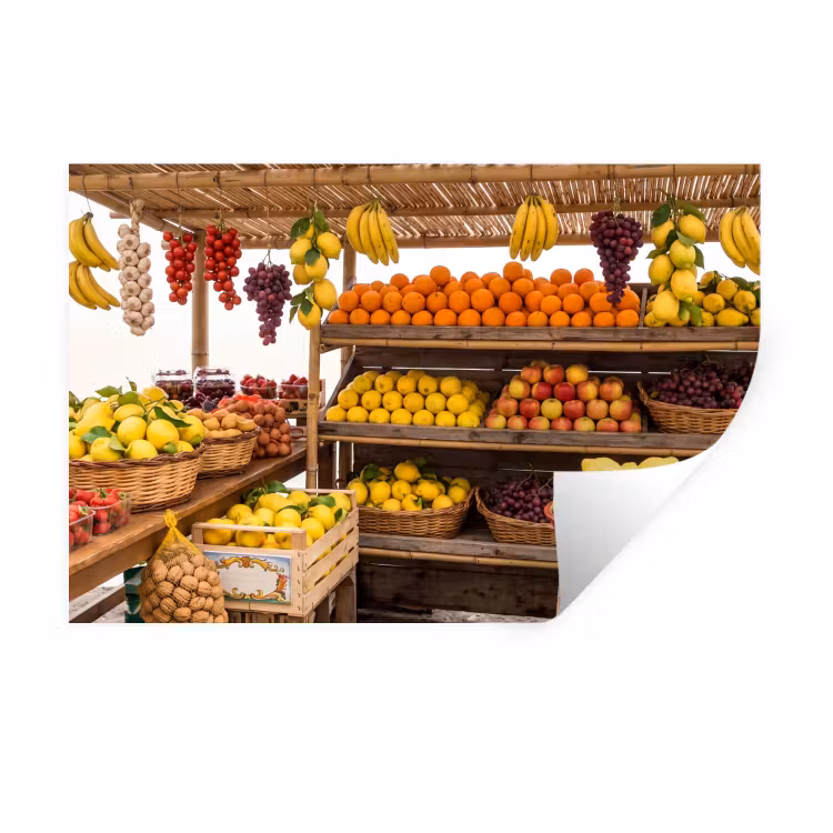 Wandtattoo – Marktstand – Obst – Frisch - Marktkraam - Fruit - Vers Muursticker klein