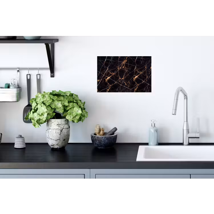 Marmer - Goud - Abstract - Zwart Muursticker klein -keuken