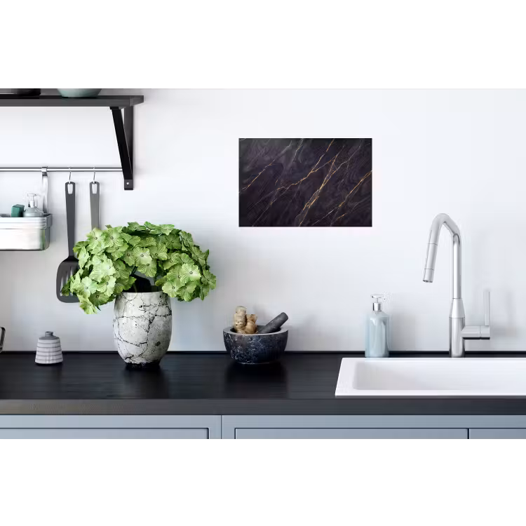 Marmer - Goudaders - Abstract - Modern - Zwart Muursticker klein -keuken