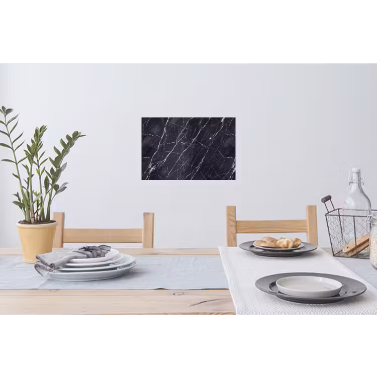 Marmer - Patroon - Modern - Zwart - Wit Muursticker klein -eettafel