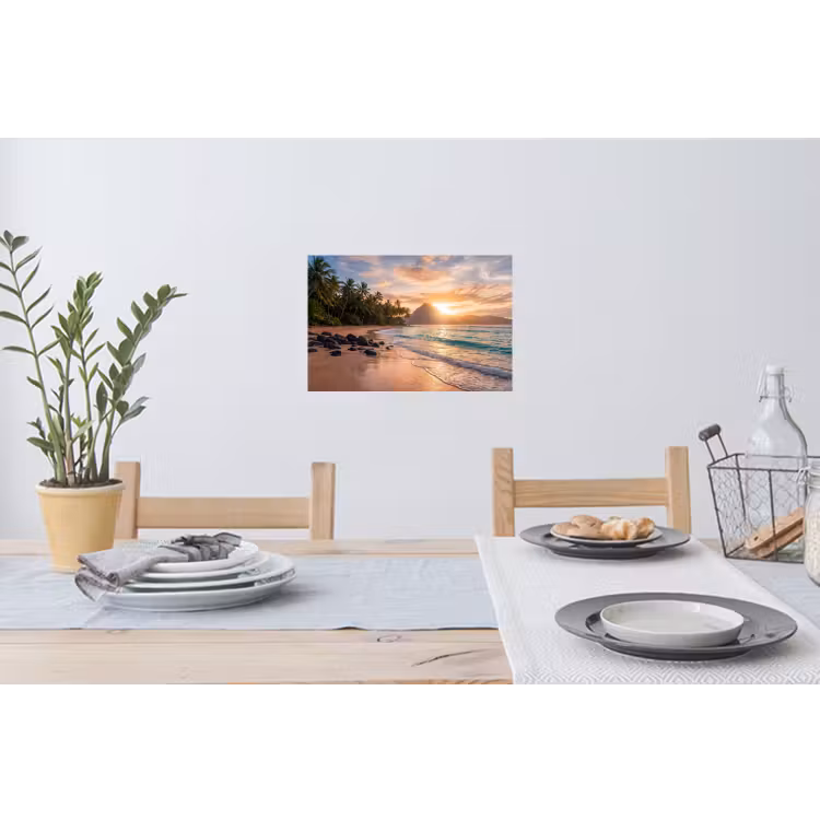 Zee - Berg - Landschap - Tropisch - Goud Muursticker klein -eettafel