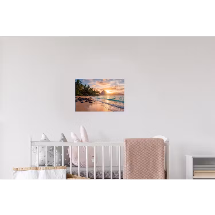 Zee - Berg - Landschap - Tropisch - Goud Muursticker klein -kinderkamer