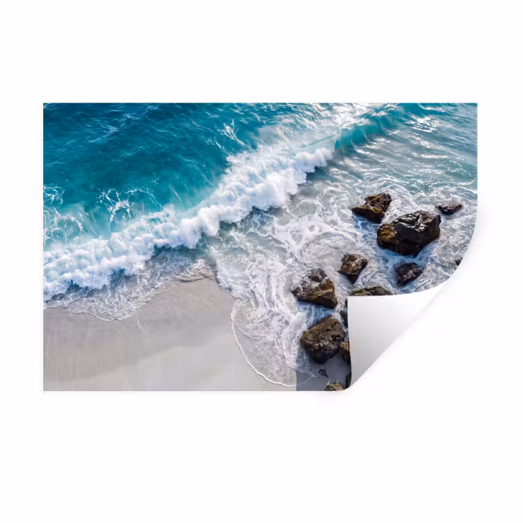 Zee - Golf - Strand - Natuur - Blauw Muursticker klein -3d