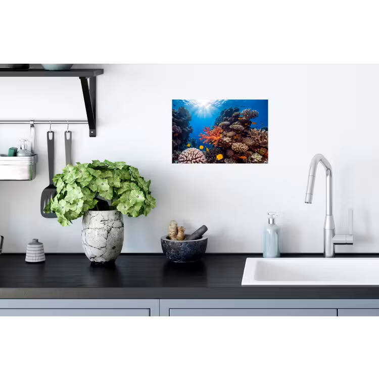 Zee - Koraalrif - Natuur - Levendig - Blauw Muursticker klein -keuken
