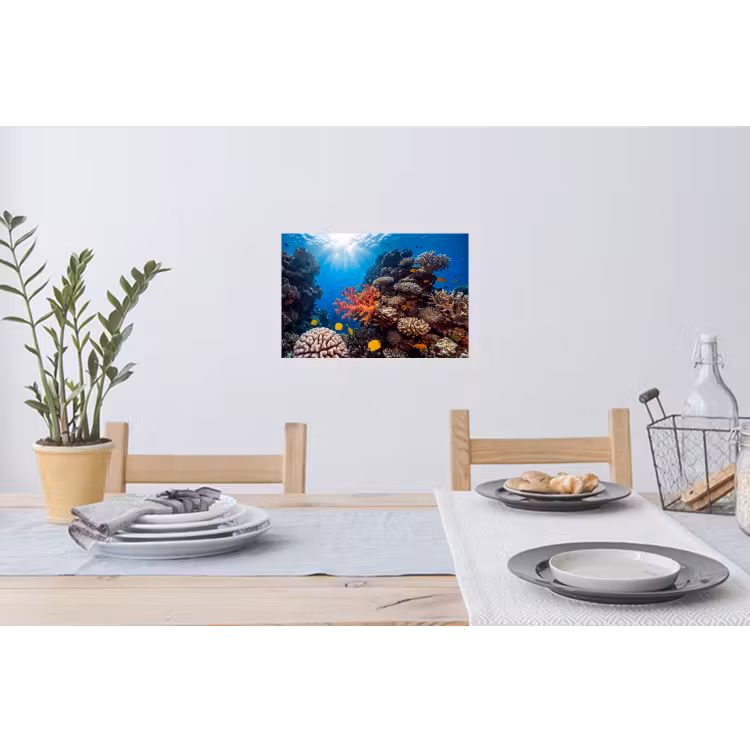 Zee - Koraalrif - Natuur - Levendig - Blauw Muursticker klein -eettafel