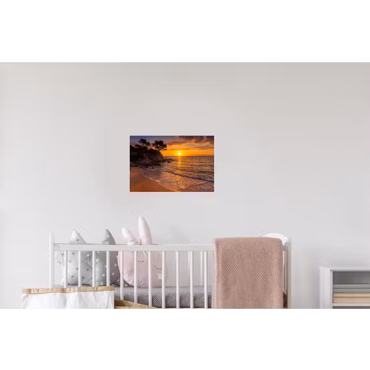 Zee - Kust - Zonsondergang - Natuur - Oranje Muursticker klein -kinderkamer