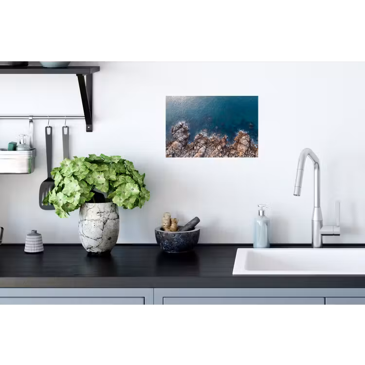 Zee - Kustlijn - Natuur - Abstract - Blauw Muursticker klein -keuken