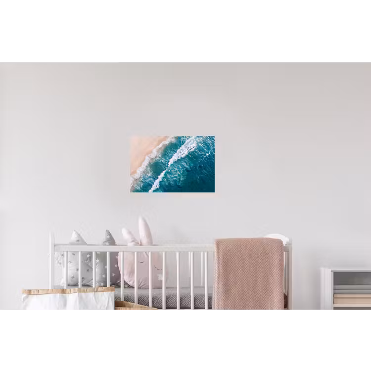 Zee - Strand - Golven - Natuur - Blauw Muursticker klein -kinderkamer