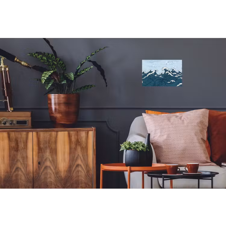 Zee - Golven - Japans - Natuur - Blauw Muursticker klein -kamerbank