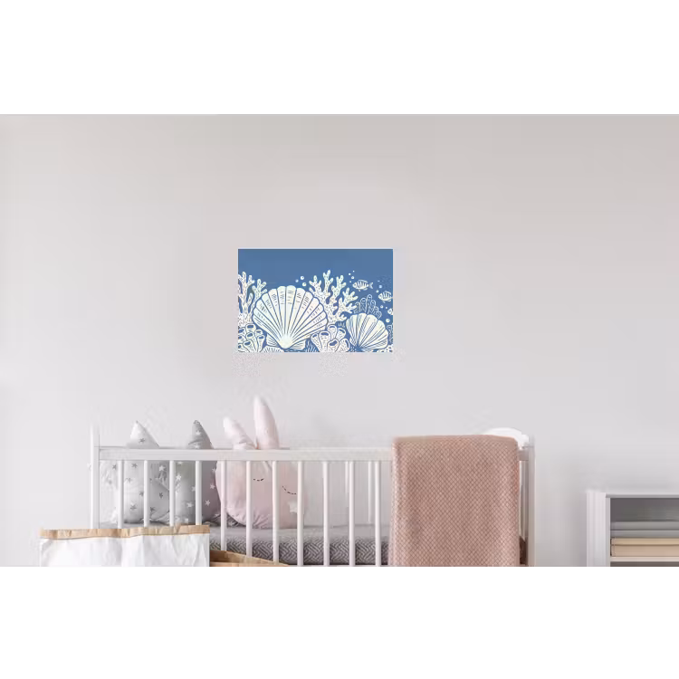 Zeeleven - Koraal - Schelp - Vis - Illustratie - Onderwater Muursticker klein -kinderkamer