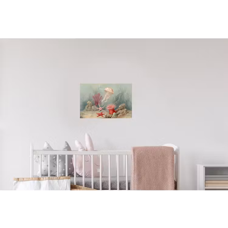 Zeeleven - Kwal - Onderwater - Illustratie - Beige Muursticker klein -kinderkamer