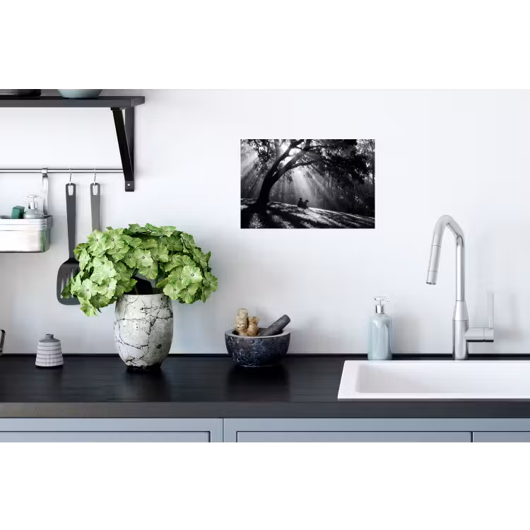 Mens - Hond - Natuur - Zwart-wit - Silhouet Muursticker klein -keuken