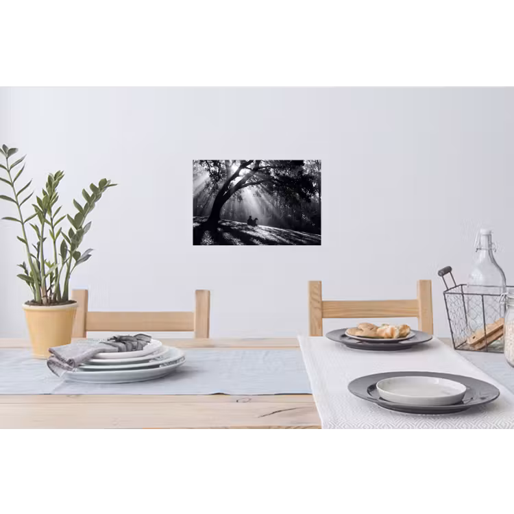 Mens - Hond - Natuur - Zwart-wit - Silhouet Muursticker klein -eettafel