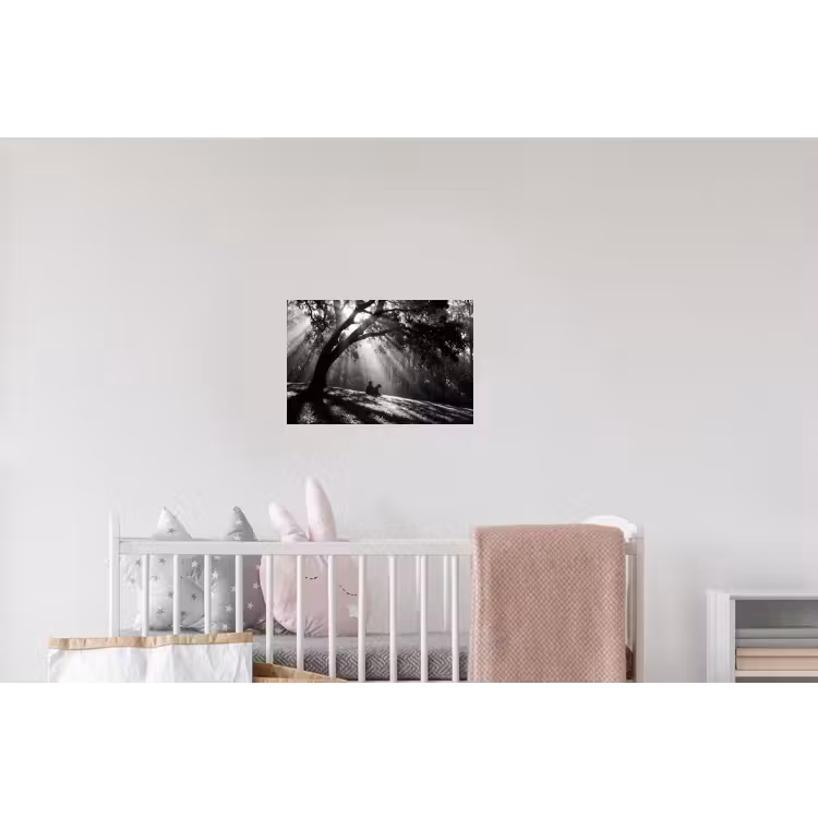 Mens - Hond - Natuur - Zwart-wit - Silhouet Muursticker klein -kinderkamer
