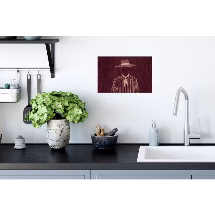 Mens - Hoed - Cocktail - Abstract - Bruin Muursticker klein -keuken
