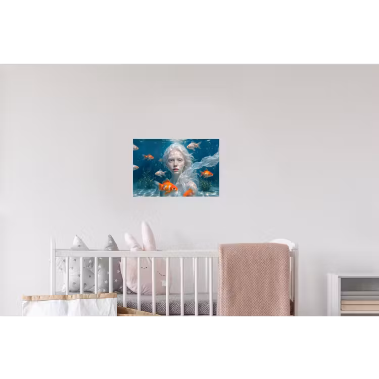 Mens - Onderwater - Vis - Modern - Blauw Muursticker klein -kinderkamer