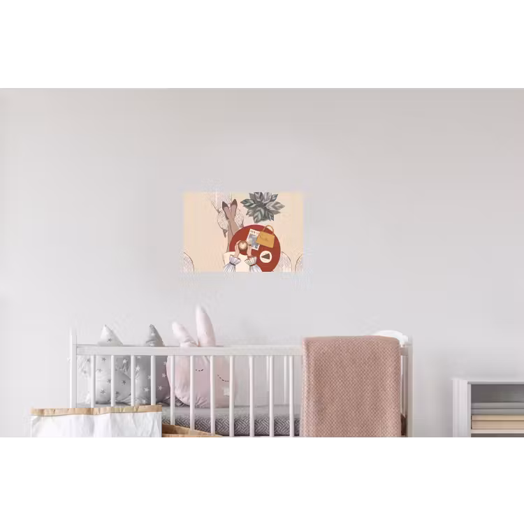 Mensen - Cafe - Koffie - Stadsleven - Modern Muursticker klein -kinderkamer