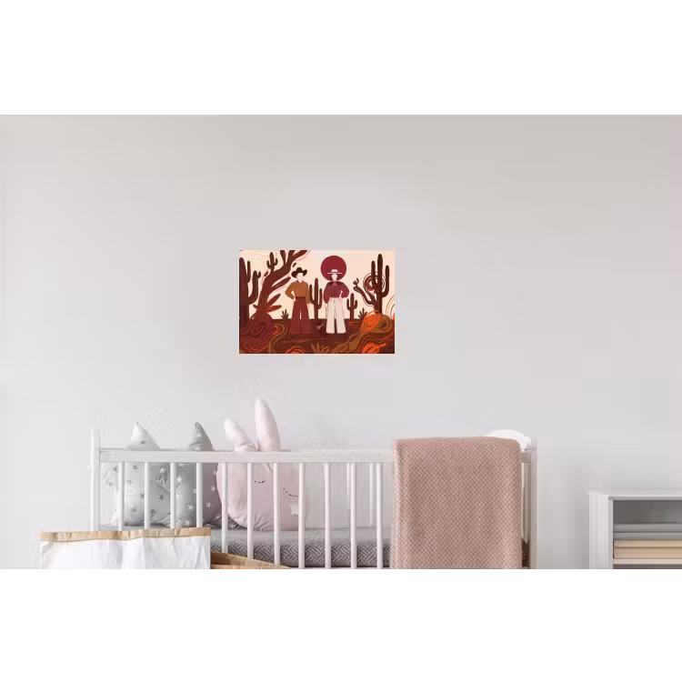 Mensen - Cowboykleding - Westerse stijl - Illustratie - Bruin Muursticker klein -kinderkamer