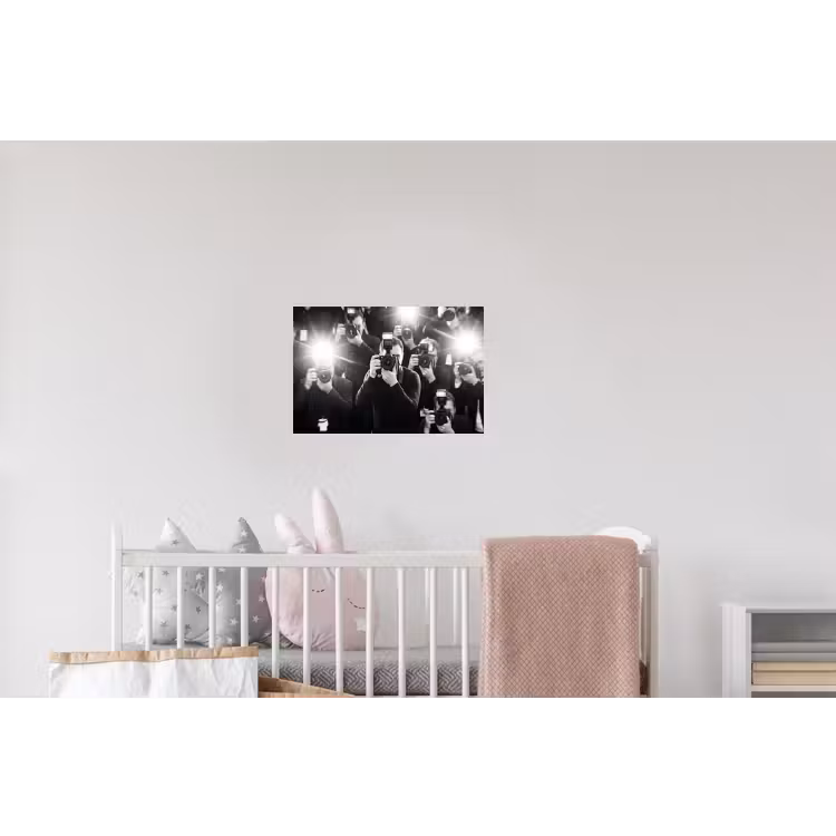 Mensen - Camera - Flitslicht - Zwart-wit - Media Muursticker klein -kinderkamer