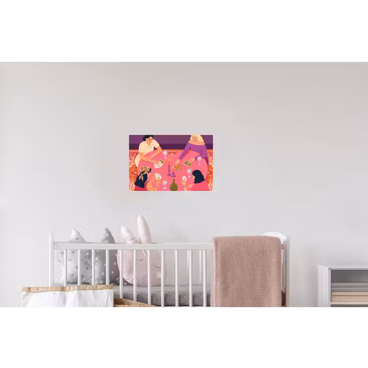 Mensen - Kaartspel - Interieur - Modern - Kleurrijk Muursticker klein -kinderkamer