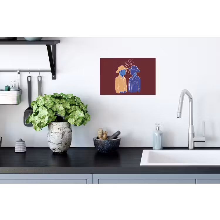 Mensen - Profiel - Sigaret - Abstract - Kunst Muursticker klein -keuken