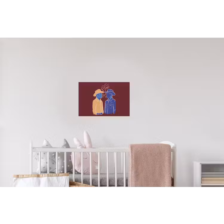 Mensen - Profiel - Sigaret - Abstract - Kunst Muursticker klein -kinderkamer