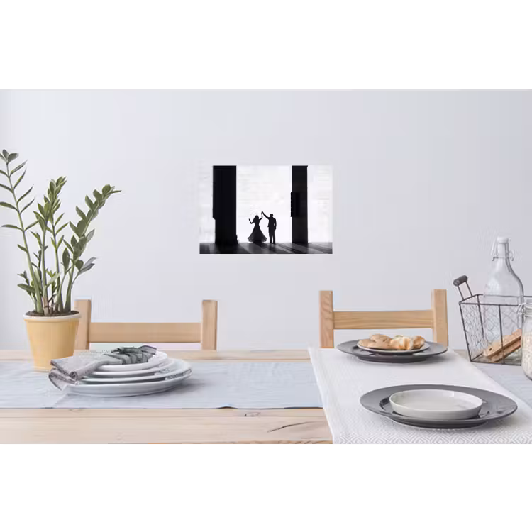 Mensen - Schaduw - Dans - Zwart-wit - Liefde Muursticker klein -eettafel