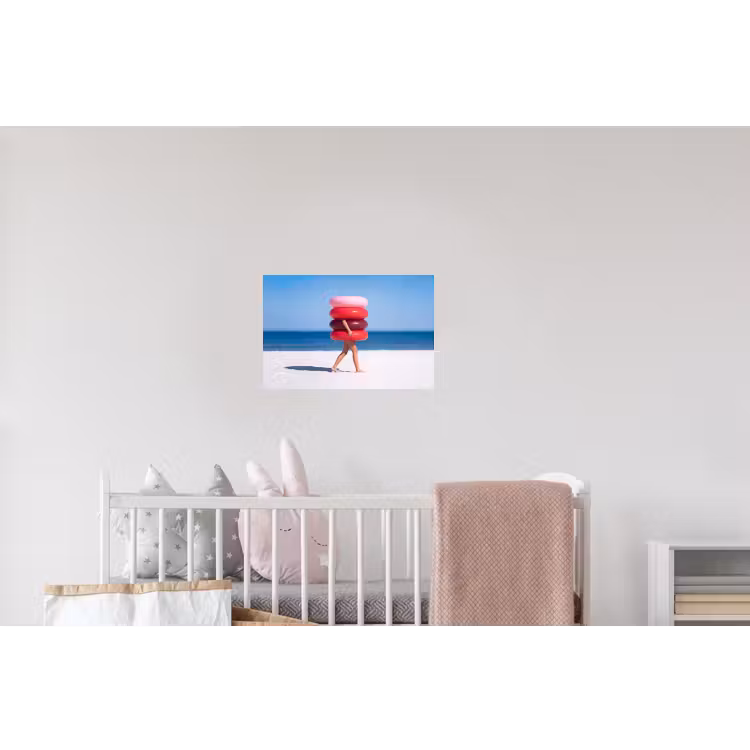 Mensen - Strand - Zomer - Recreatie - Kleurrijk Muursticker klein -kinderkamer