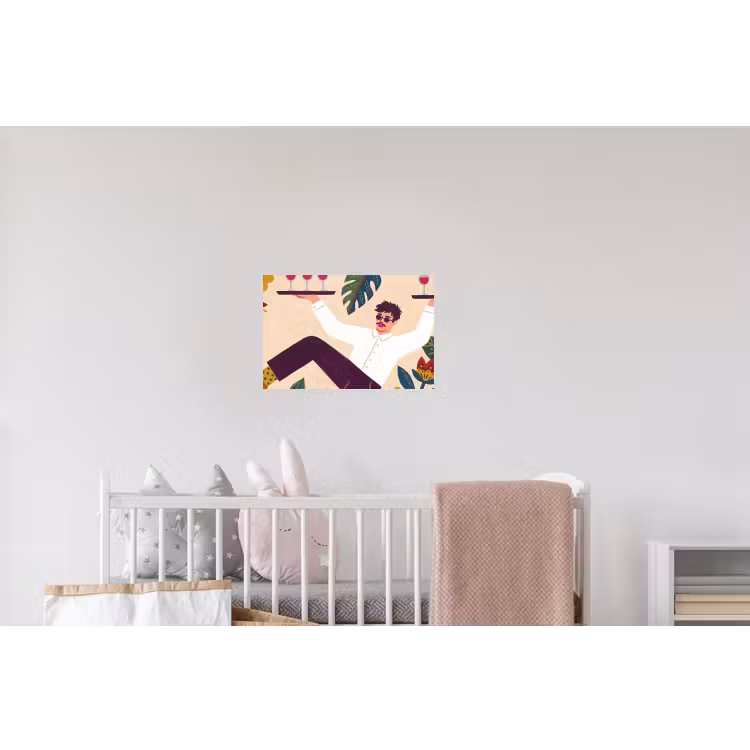 Mensen - Dienblad - Eten - Modern - Kleurrijk Muursticker klein -kinderkamer