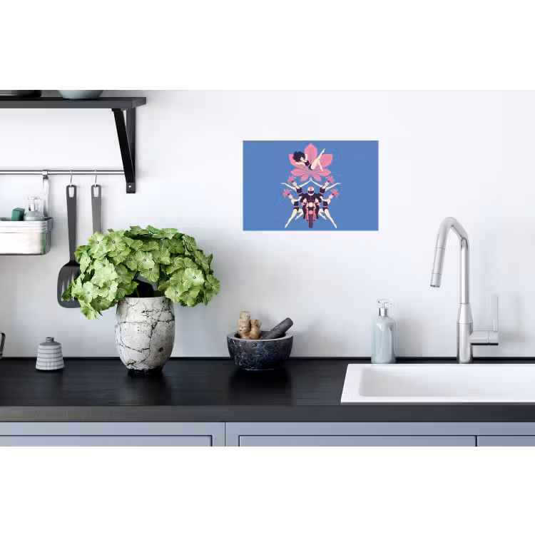 Mensen - Dans - Motor - Retro - Roze Muursticker klein -keuken