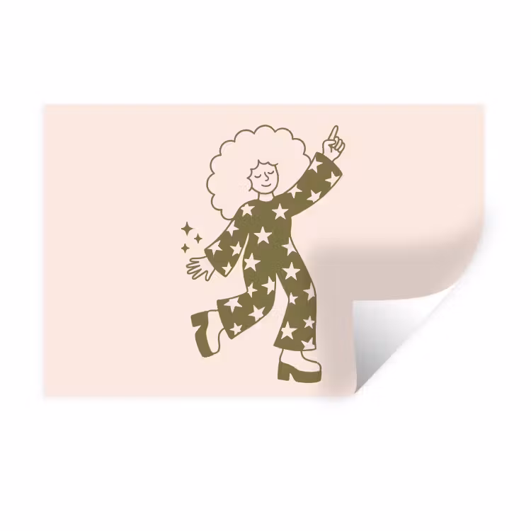 Mensen - Dansend - Feest - Vintage - Groen Muursticker klein -3d