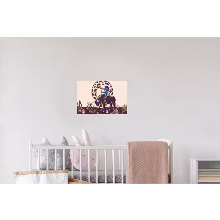Mensen - Dieren - Cowboy - Abstract - Kleurrijk Muursticker klein -kinderkamer
