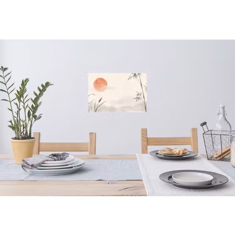 Minimalistisch - Bamboe - Groen Muursticker klein -eettafel
